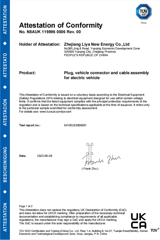 Cáp sạc LIYA EV -UKCA